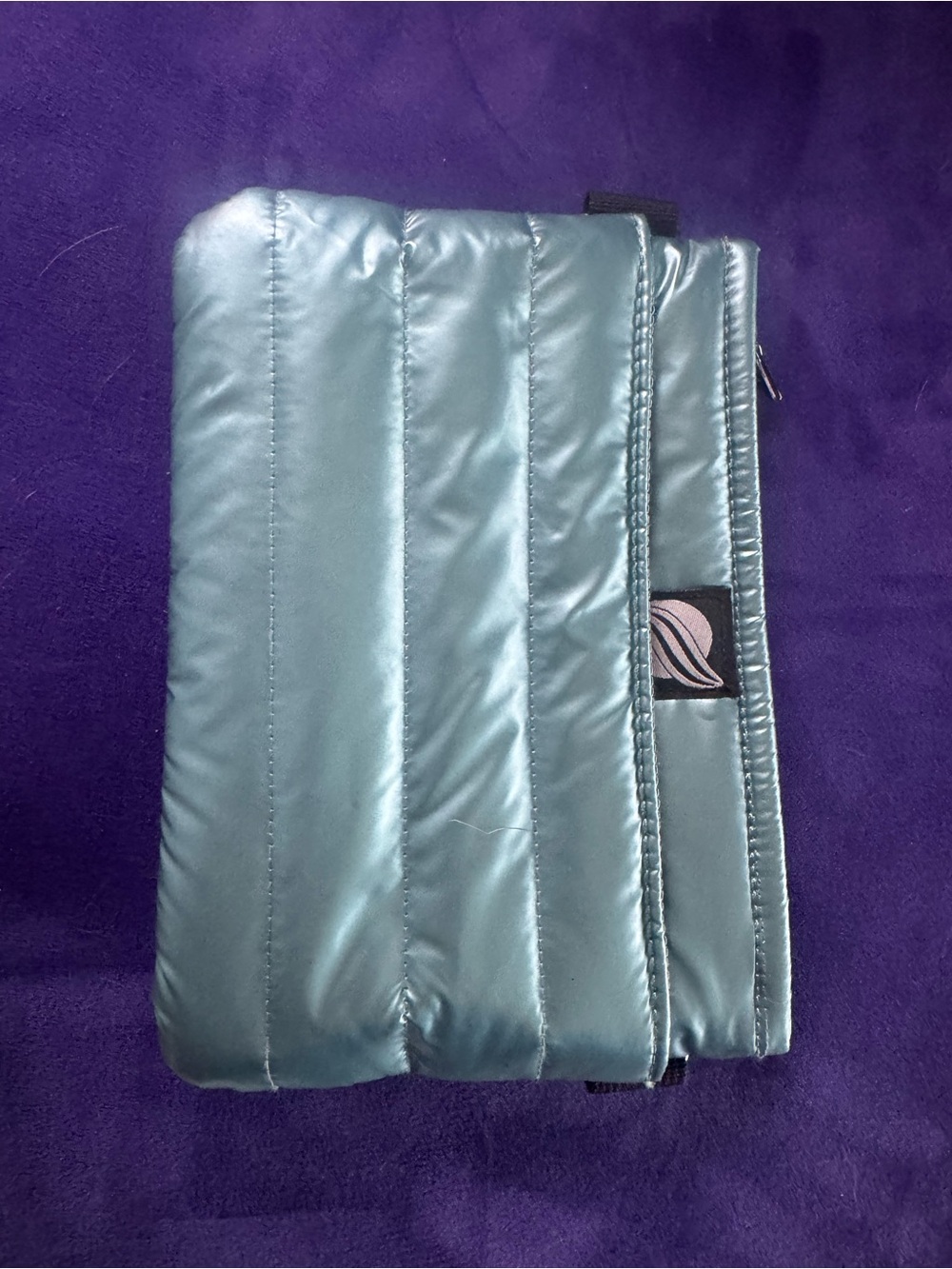 THINK ROYLN Metallic Teal Quilted Zip Pouch